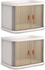 Set di contenitori opachi opachi con coperchio, set da 2 per casa e ufficio, 26,8 x 16,3 x 18,2 cm, 15,8 L
