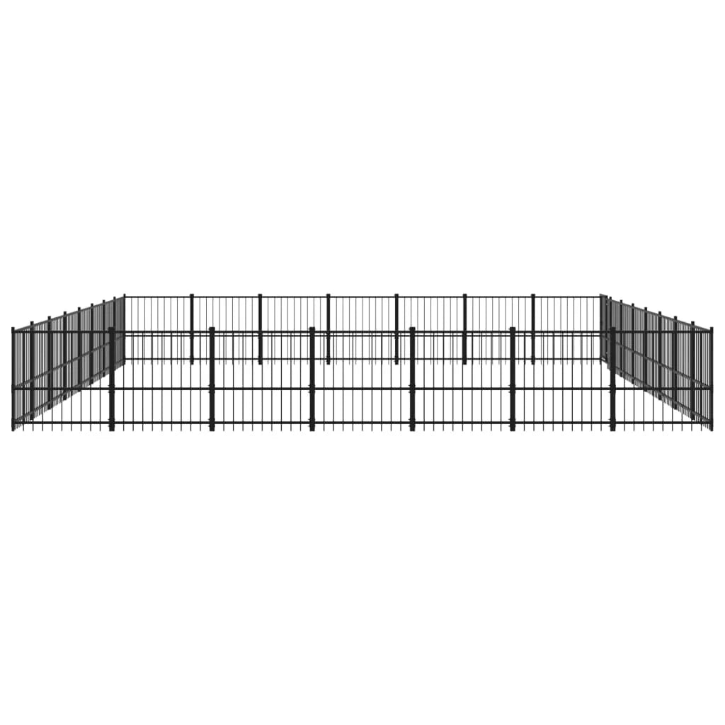 Gabbia per cuccia recinto per animali da esterno per cani in acciaio 52,69 m² nero 02_0041862