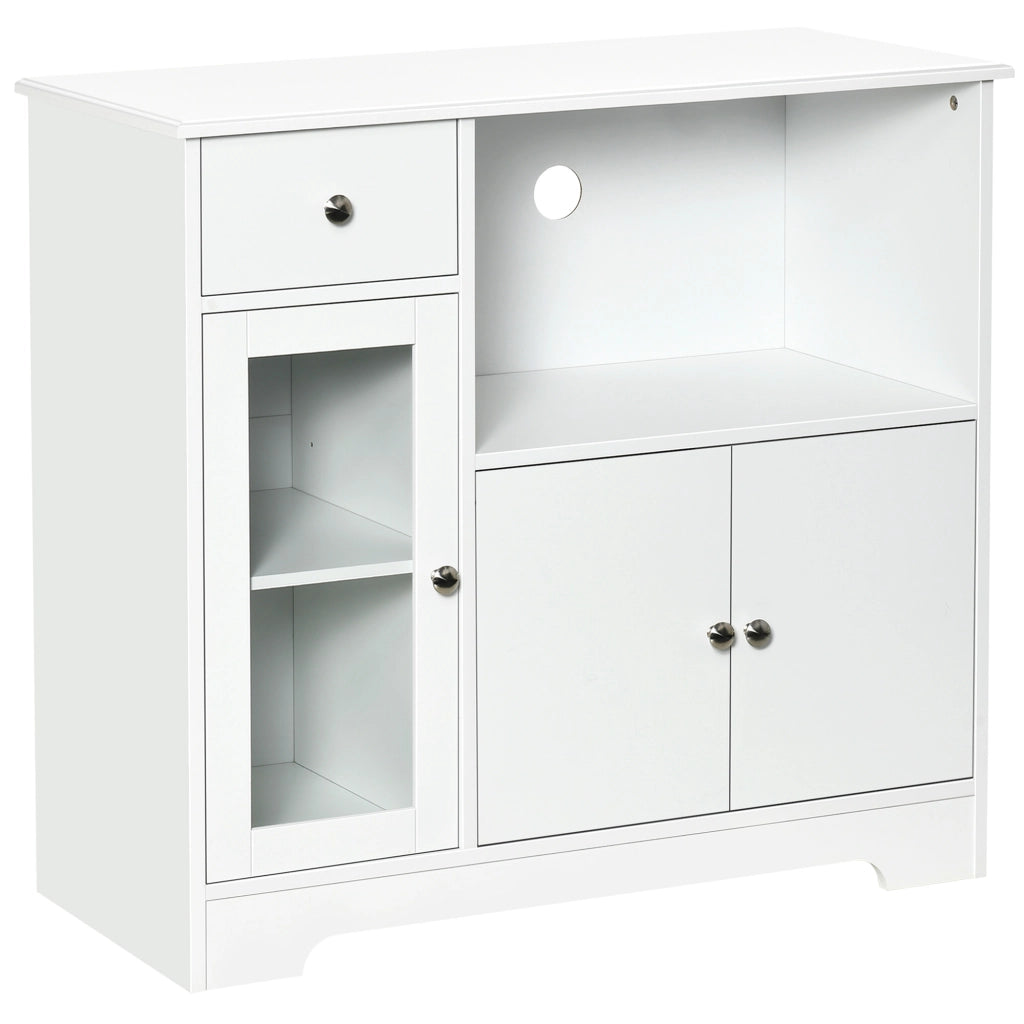 Armadio da cucina ¨C zephmum ¨C 90x40x82 cm, bianco, vetro temperato, legno