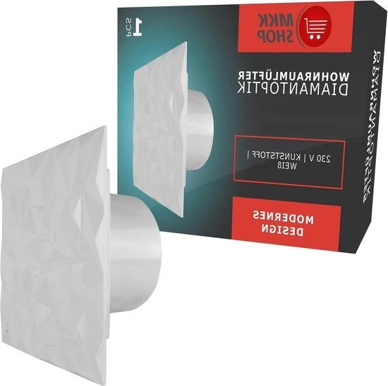 Ventilatore da bagno a pannello diamantato bianco Ø 125 mm sensore di umidità - per soggiorno