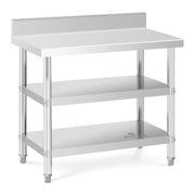 Tavolo da lavoro in acciaio inox tavolo da lavoro in acciaio inox a parete con paraschizzi 100 x 60 x 16,5 cm 199 kg 2 ripiani 14_0007331