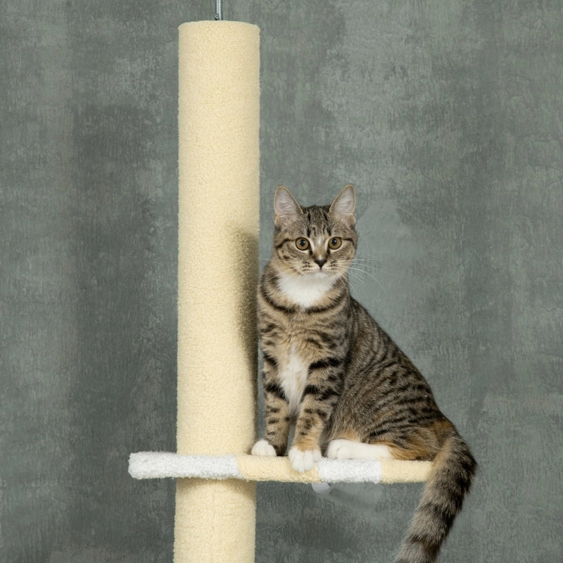 Albero tiragraffi per gatti regolabile in altezza 220-260 cm con base antiscivolo, giallo