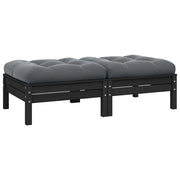 Divano da Giardino a 2 Posti con Cuscini-Sofa da Giardino-Divano da esterno Nero Massello di Pino 609110