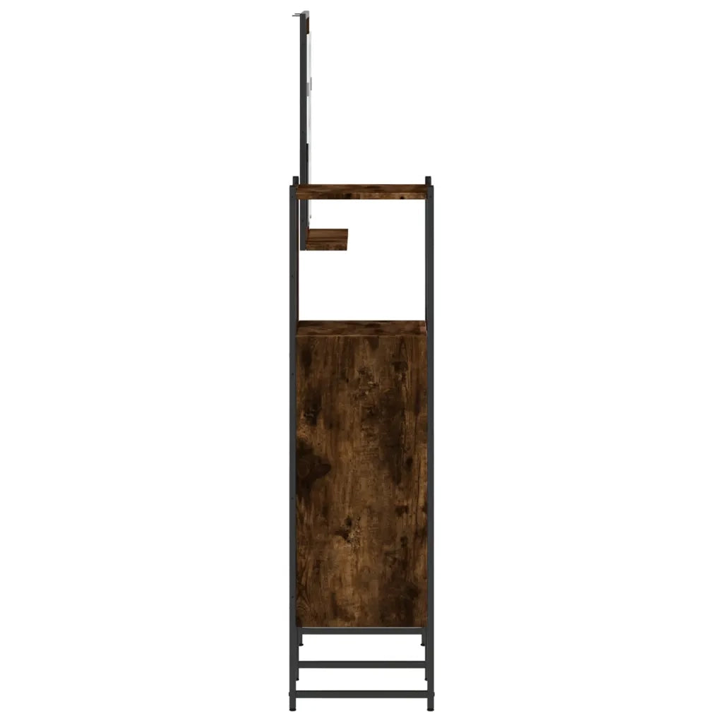 Set Mobili da Bagno | Armadio da bagno 3 pz Rovere Fumo in Legno Multistrato