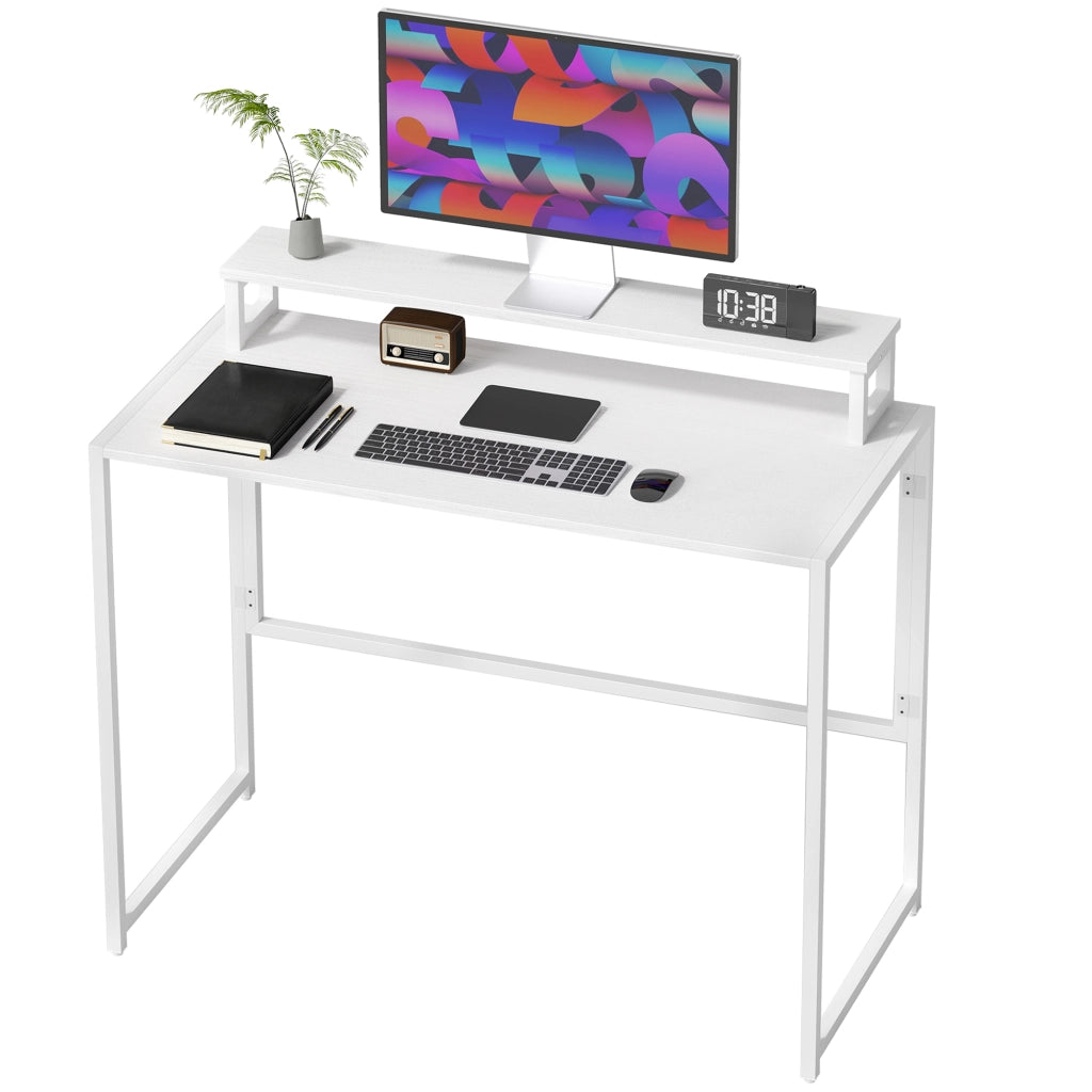 Scrivania Computer con Monitorhalterung ¨C zephmum ¨C Grigio 100x48x87.5 cm