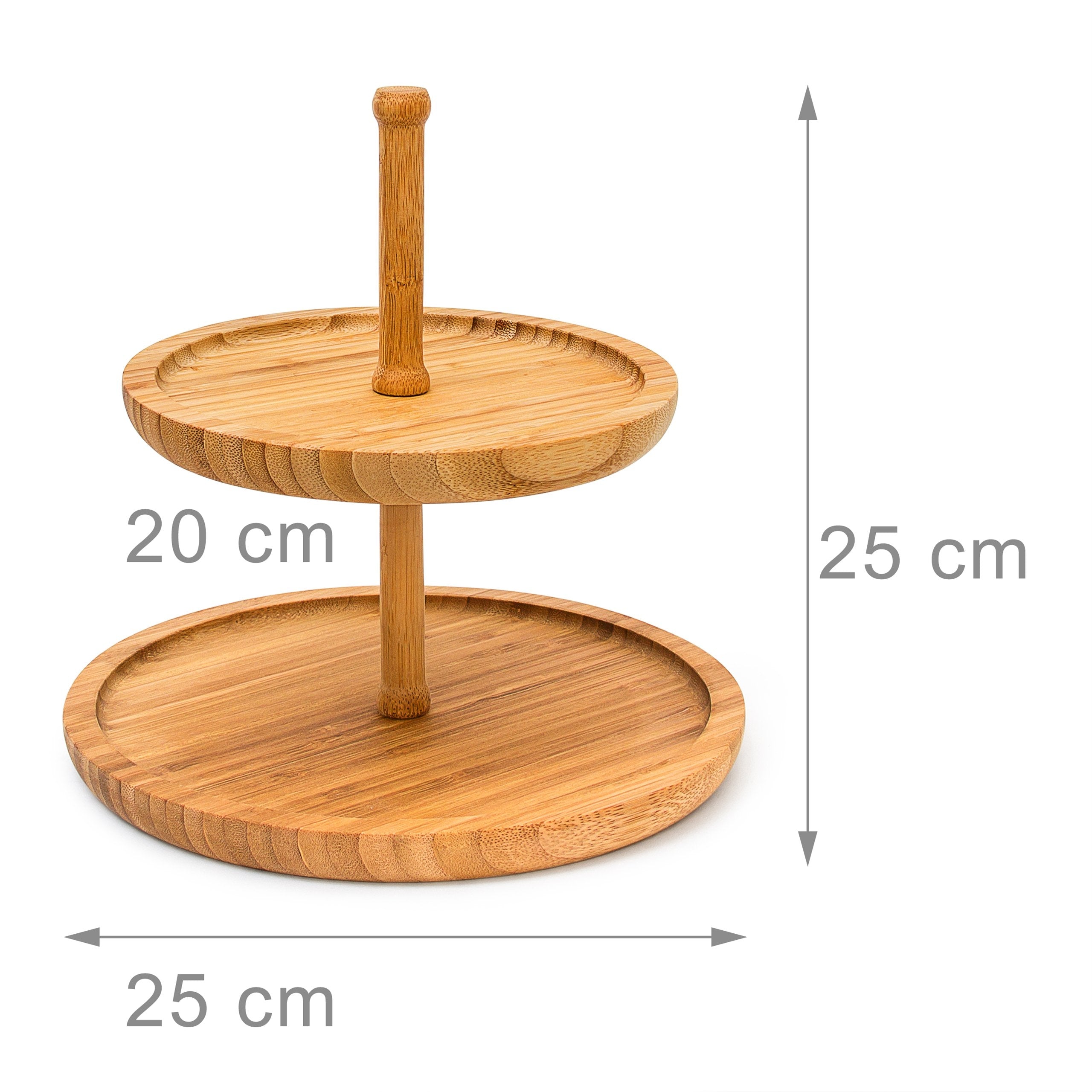 Mensola espositiva cucina sala da pranzo in bambù 2 vassoi frutta diametro 25 cm 4313040