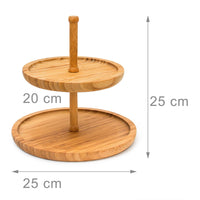 Mensola espositiva cucina sala da pranzo in bambù 2 vassoi frutta diametro 25 cm 4313040