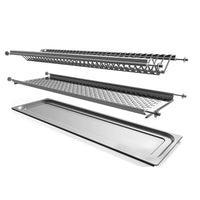 Mensola Scolapiatti da Incasso 86 cm in Acciaio Inox con Vaschetta e Attacco a Molle