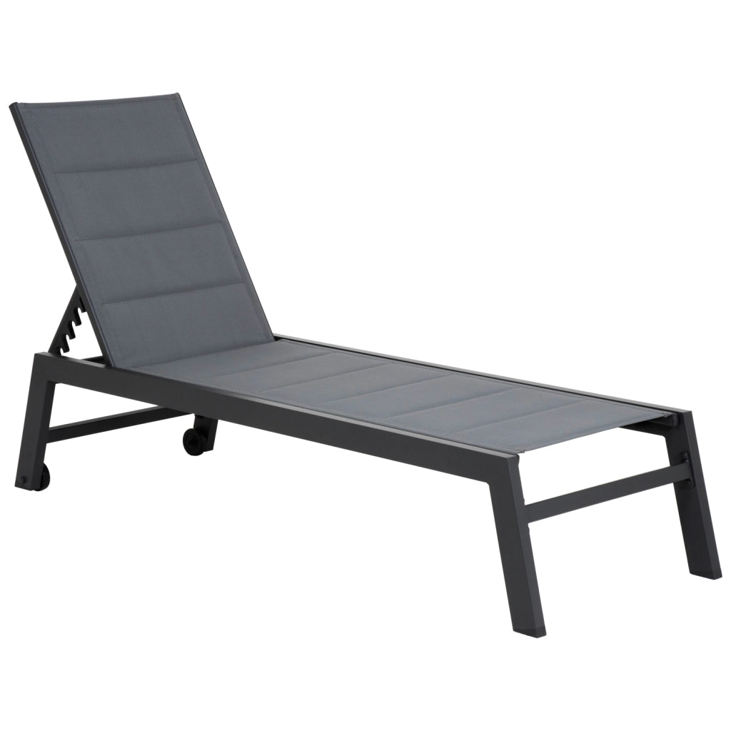 Set di 2 lettini BARBADOS in textilene grigio - alluminio grigio antracite
