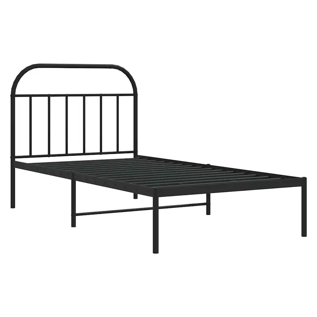 Giroletto con Testiera-Struttura Letto con testiera Metallo Nero 100x200 cm 579861