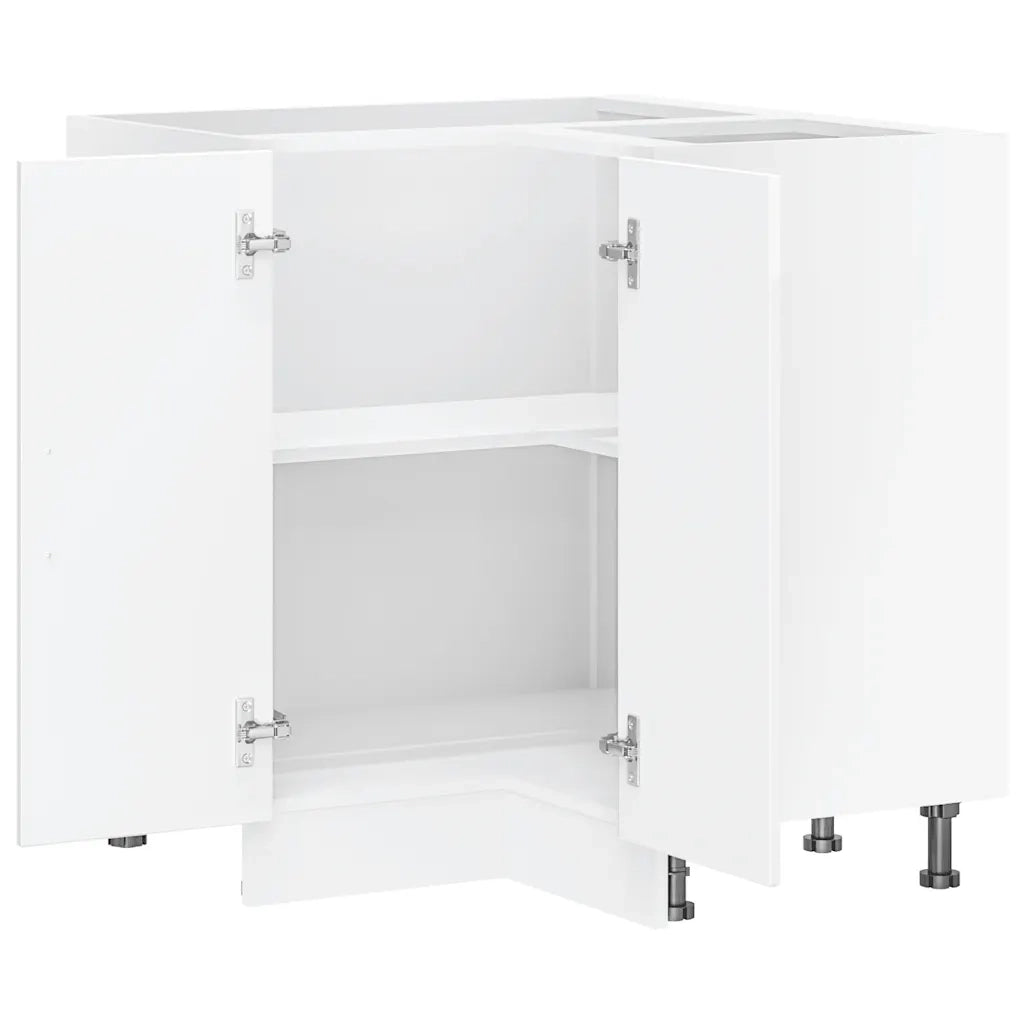Mobile Base ad Angolo Cucina-Base ad Angolo Cucina Kalmar Bianco Lucido in Truciolato