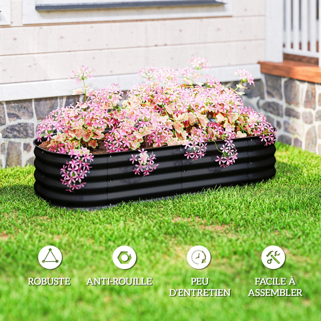 Fioriera Rialzata da Giardino in Acciaio ¨C zephmum ¨C 150x62x30 cm Nero