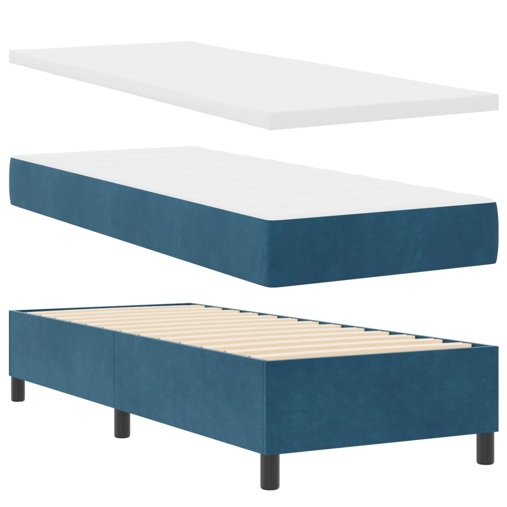letto a box con materasso  Blu scuro 80x200 cm Velluto