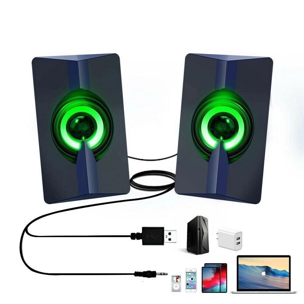 Trade Shop - Casse Audio 2.0 Aux Usb Pc Altoparlanti Per Notebook 3 W X 2 Luce Rgb Ab-d377 -