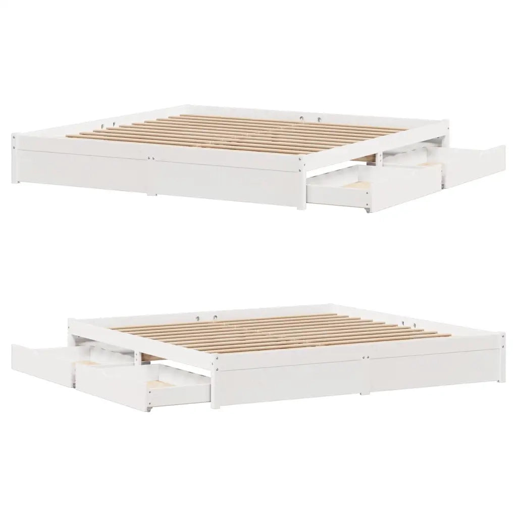 Letto senza Materasso-Struttura Letto Bianco 180x200 cm Legno Massello di Pino 560893