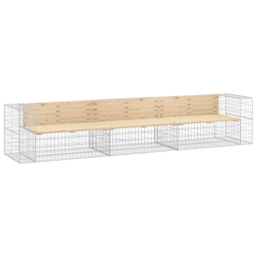 Panca Giardino Design Gabbione 347x71x65,5 cm Massello di Pino 3196254