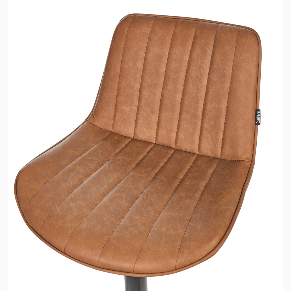 Set di 2 sedie da bar in pelle sintetica marrone gambe in acciaio nero senza braccioli set da pranzo salotto soggiorno moderno