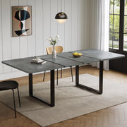 Tavolo da pranzo allungabile a 3 livelli con struttura stabile e piano in MDF, per sala da pranzo e cucina, grigio