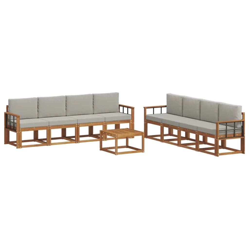Set di divani da esterno 9 pcs Grigio Naturale e Chiaro 3366194