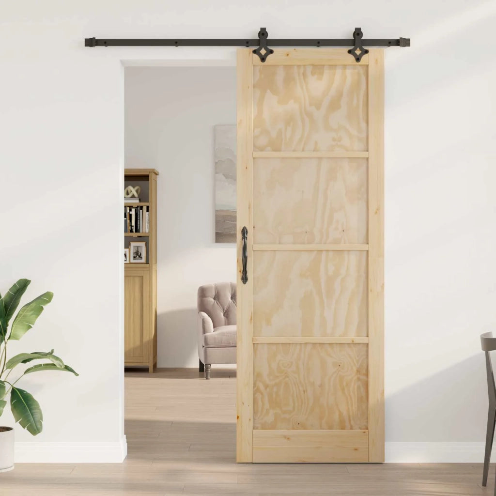 Porta scorrevole Naturale e Nero 83 x 232 cm 3445508