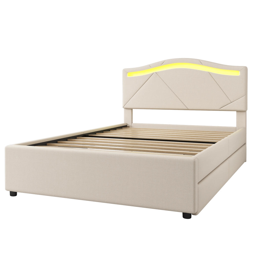 letto imbottito lino beige 90 x 200 cm