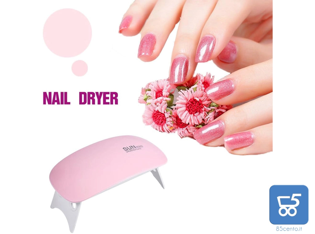 Lampada per Unghie per Smalto Gel SUN Mini 6W UV LED Professionale USB Nail art durata 50000h Memoria e Funzione tim Portatile