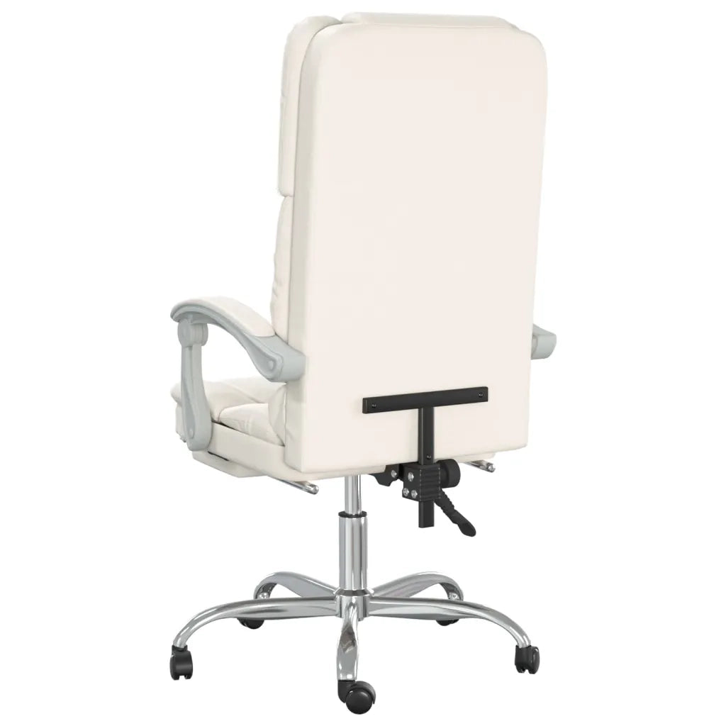 vidaXL Poltrona da Ufficio Massaggiante Reclinabile Crema Similpelle