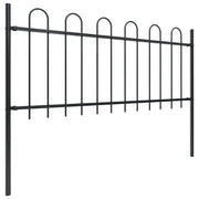Recinzione da Giardino | Recinzione da cortile con Parte Superiore ad Anello in Acciaio 892,5x80 cm Nero