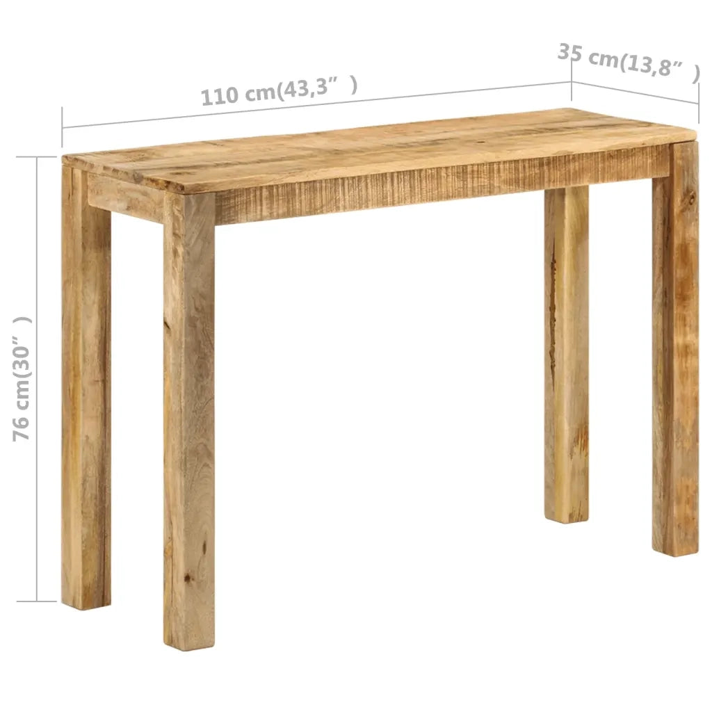 Tavolo Consolle | Tavolo d'Ingresso 110x35x76 cm in Legno Massello di Mango Grezzo