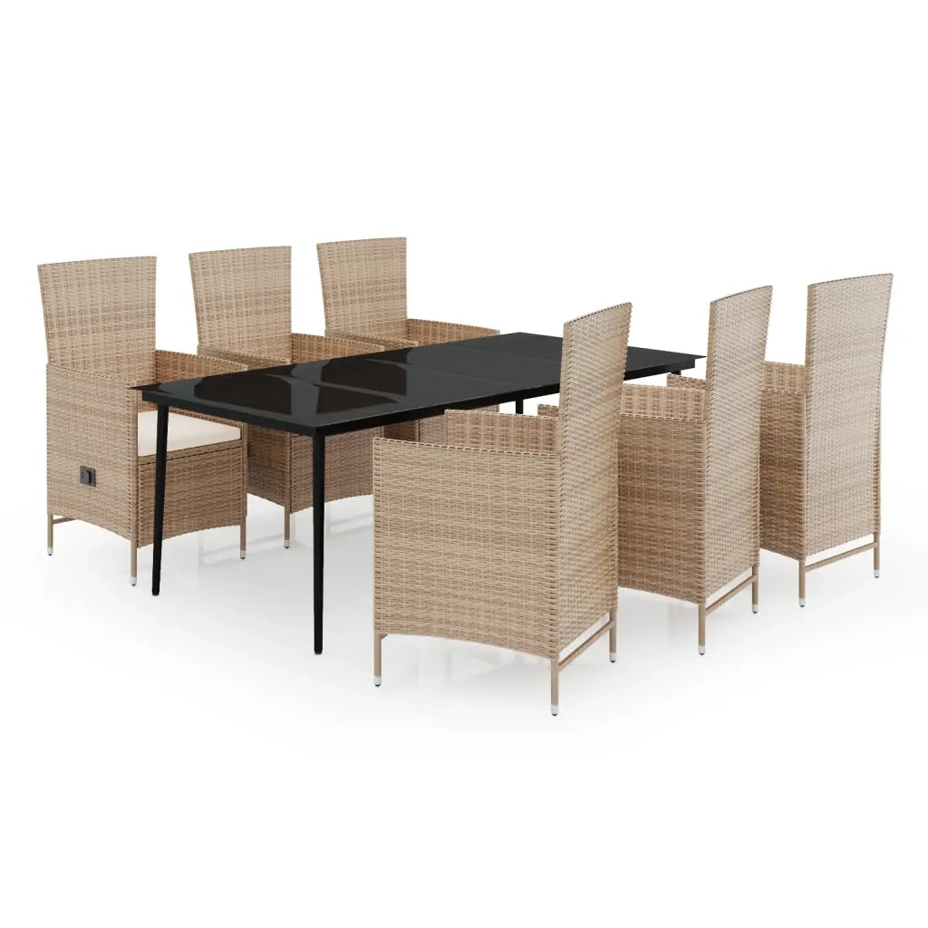 Set da Pranzo da Giardino 7 pz con Cuscini Beige 3099459