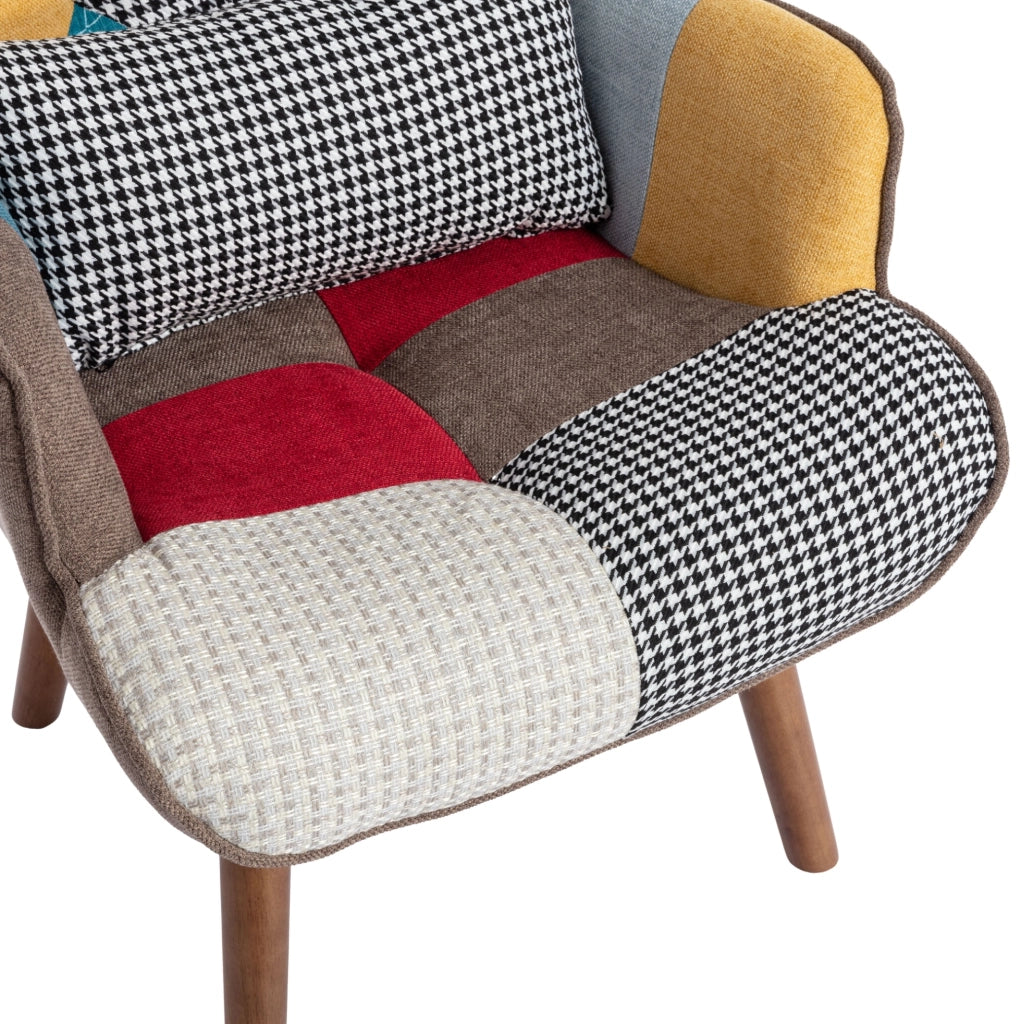 Set poltrona con poggiapiedi con cuscino per schiena in schiuma multicolore
