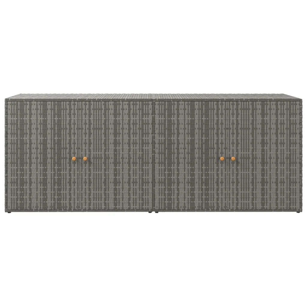 Mobile contenitore da giardino 198 x 55,5 x 80 cm ampio spazio pratico design contemporaneo in resina intrecciata grigia 02_0046635