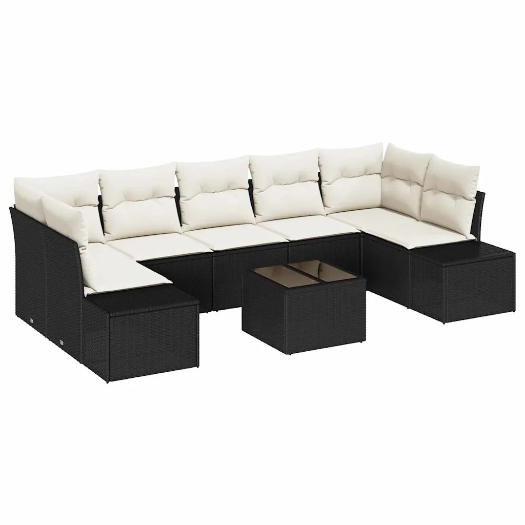 Set Divano da Giardino 8 pcs Nero e Crema polyrattan 3355646