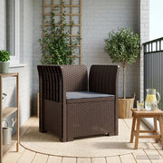 Sedia da giardino-Poltrona a 1 Posto con Cuscino Aspetto Rattan PP Marrone 975566