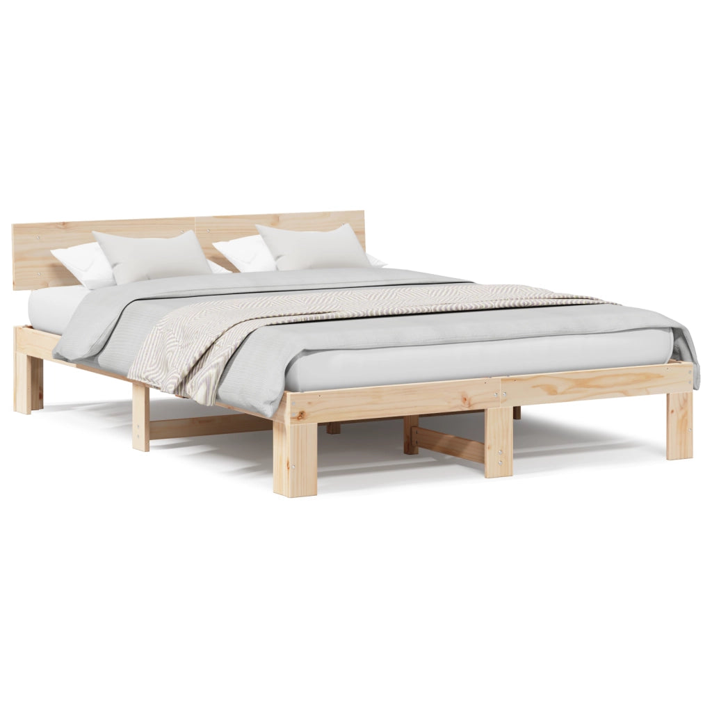 Struttura Letto con Testiera 160x200 cm Legno Massello di Pino