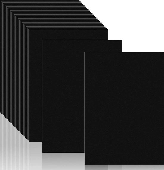 Pacco di 25 fogli di carta nera A4 spessa - 250gsm carta da colla nera - carta per artigianato e hobby - biglietti da visita e inviti - formato 210x297mm.