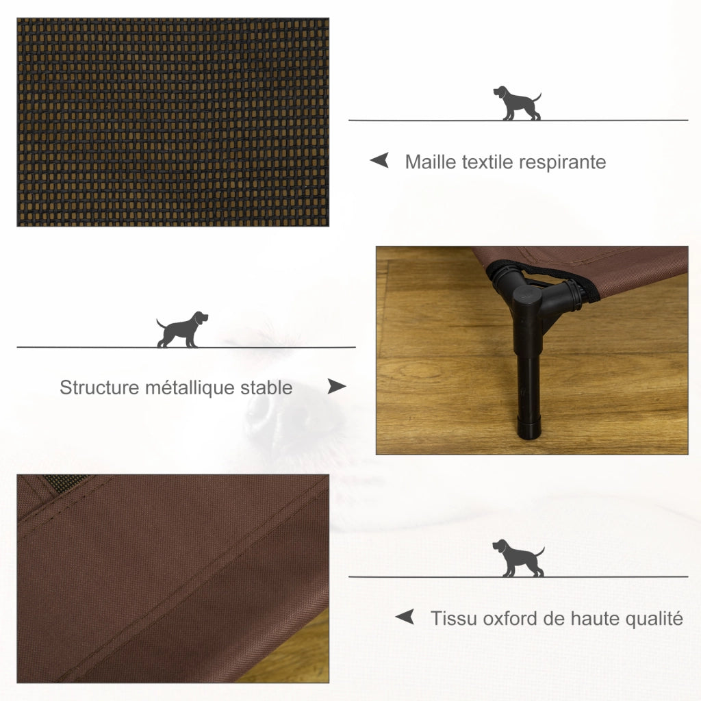 Brandina rialzata per cani e gatti ¨C Xylo ¨C tessuto Oxford traforato marrone 92x76x18 cm