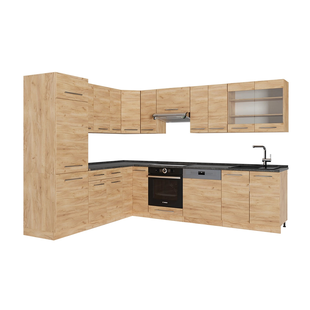 Cucina angolare completa Fame-Line Rovere dorato/Rovere dorato 227 x 60 cm, PL Antracite Vicco