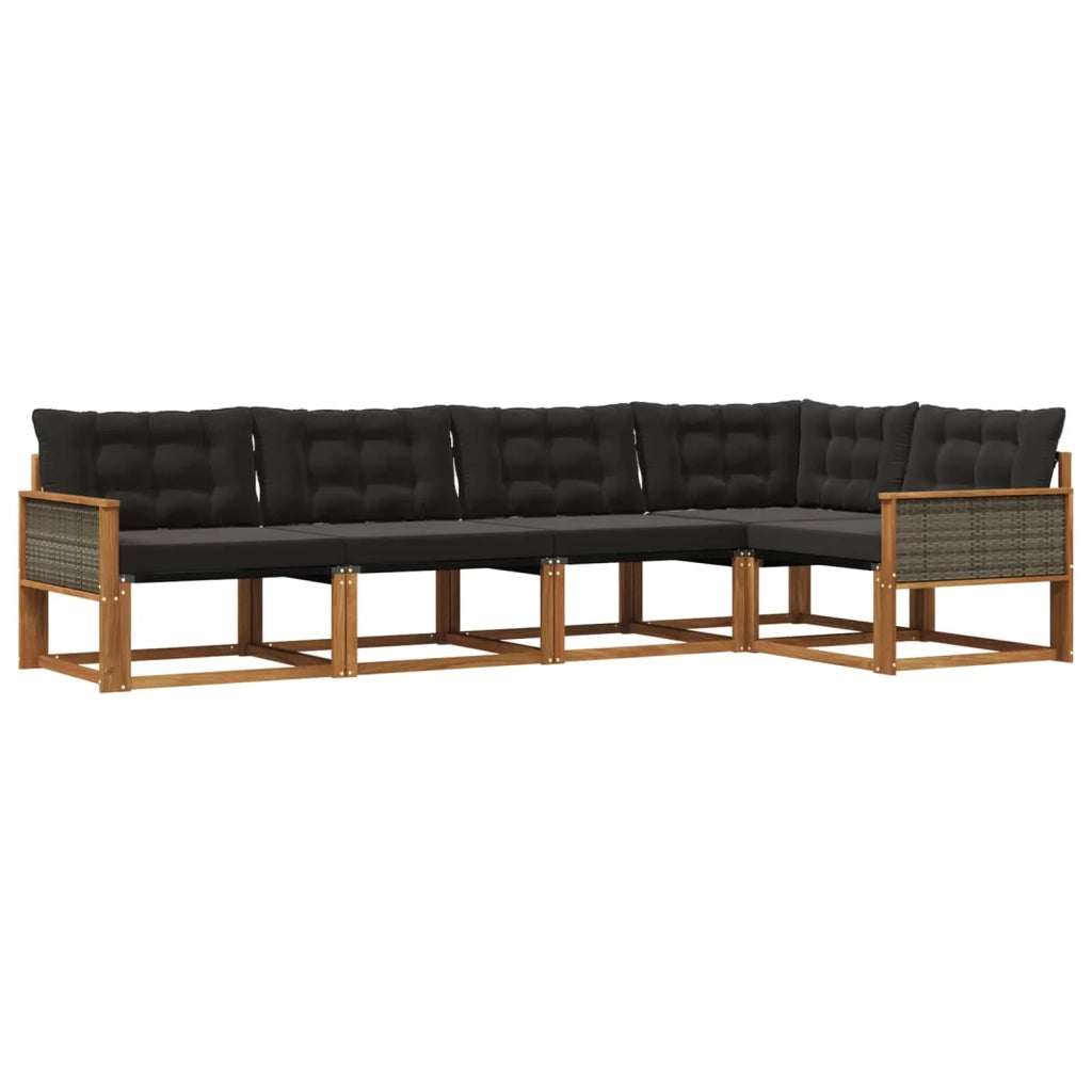 Set di divani da esterno 5 pz Naturale e Nero 3381420