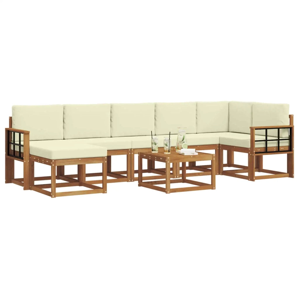 Set di divani da esterno con cuscino 8 pcs Naturale e Crema 3366753