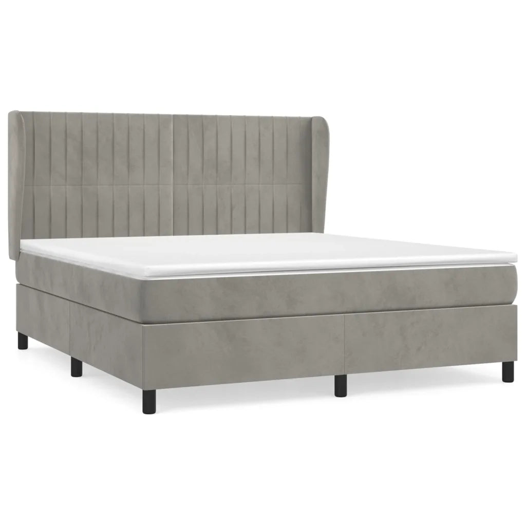 Giroletto a Molle con Materasso Grigio Chiaro 160x200cm Vellutocod mxl 122233