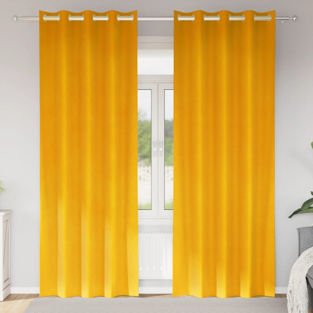 Tende oscuranti  con occhielli 2 pezzi Giallo Senape in Velluto