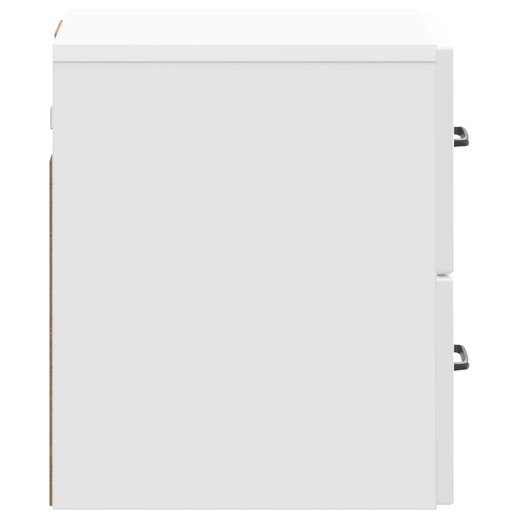 Set di 2 Comodini | Armadio da Notte | Mobiletto da notte a muro Bianco Lucido 34,5 x 33 x 40 cm