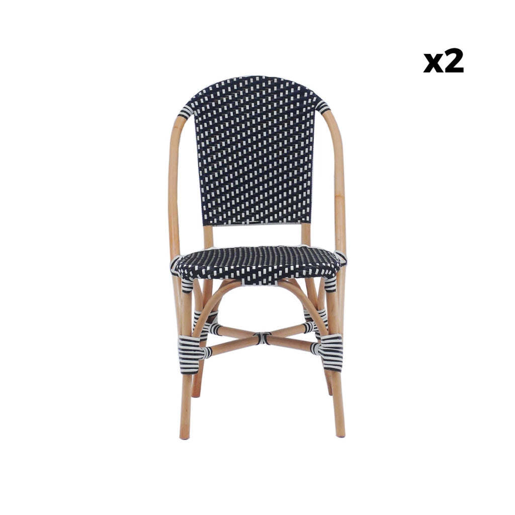 Set di 2 sedie bistrot in rattan e polyrattan, nero