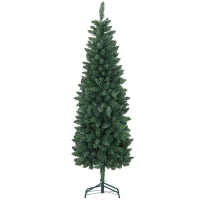 Albero di Natale Artificiale 182.88cm con 479 Rami, Design Alto e Stretto con Base Pieghevole, Verde