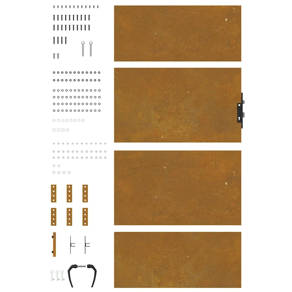 Cancello da giardino 85x200 cm in acciaio Corten 153261