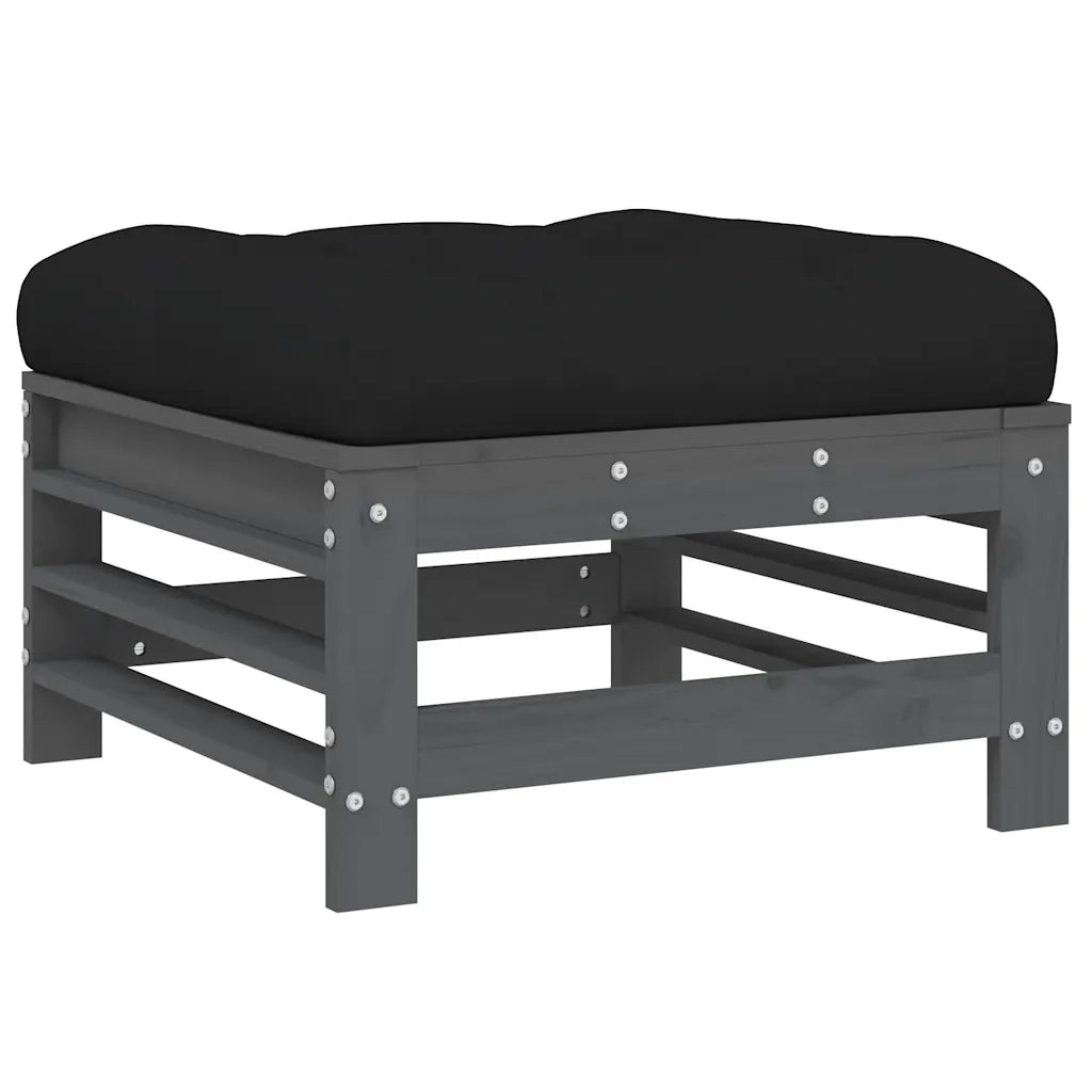 Set Divani da Giardino 7pz con Cuscini in Legno Massello Grigio 3185978