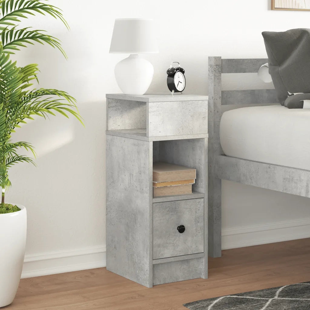 Comodino con Cassetto Grigio Cemento 25x31x66 cm
