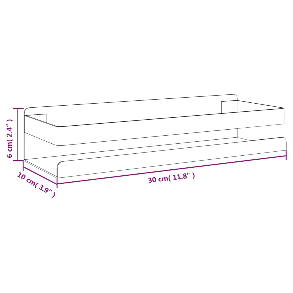 Mensola Doccia Nera Opaca 30x10x6cm Acciaio Inox 304 Spazzolato 4004907