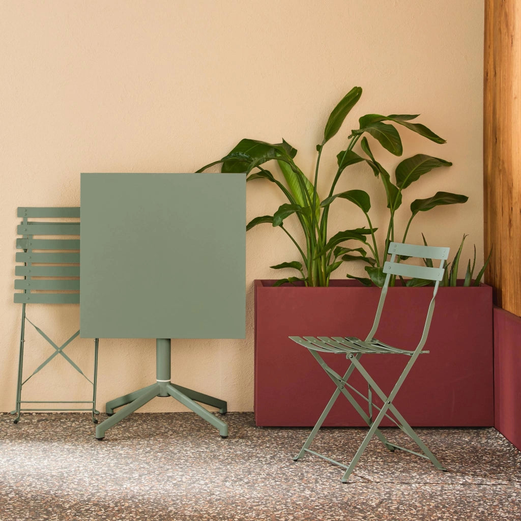 Set tavolo da giardino bistrot pieghevole in metallo con 2 sedie,